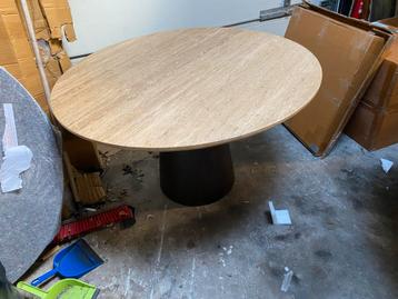 Ronde Eettafel met travertin Blad 130cm b keuze beschikbaar voor biedingen