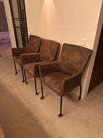 Eetkamerstoel Bruin, Zwarte poten (op wielen) 6st., Ophalen, Gebruikt, Bruin