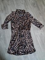 Nieuwe travelstof jurk - bruin zwart - maat L, Ophalen of Verzenden, Nieuw, Bruin, Onder de knie