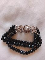 Antieke Granaat Armband met Zilveren Slot, Sieraden, Tassen en Uiterlijk, Broches, 4 tot 7 cm, Gebruikt, Zwart, Ophalen of Verzenden