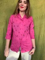 Vintage blouse / shirt - bloemetjes - knalroze katoen- 36/S, Hippie galore, Ophalen of Verzenden, Vintage, Hippiegalorevintage@gmail.com
