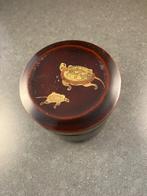 Antiek Japans lakdoosje / snuisterijendoosje schildpad decor, Ophalen of Verzenden