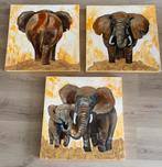 Drieluik olifant op canvas, Huis en Inrichting, Woonaccessoires | Schilderijen, Tekeningen en Foto's, Ophalen, Zo goed als nieuw