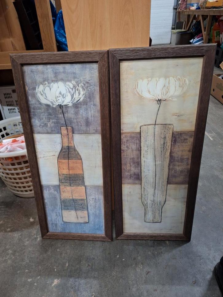 Schilderijen 2 stuks WD-028 nr 325, Huis en Inrichting, Woonaccessoires | Kamerschermen, Zo goed als nieuw, Ophalen of Verzenden