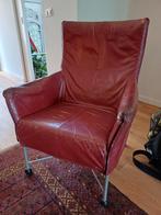 montis charly donkerrood leren fauteuil, Ophalen, Gebruikt, 75 tot 100 cm, Metaal