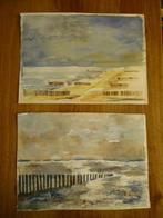Aquarel zee / strand - N. van Hoorn, Antiek en Kunst, Ophalen of Verzenden