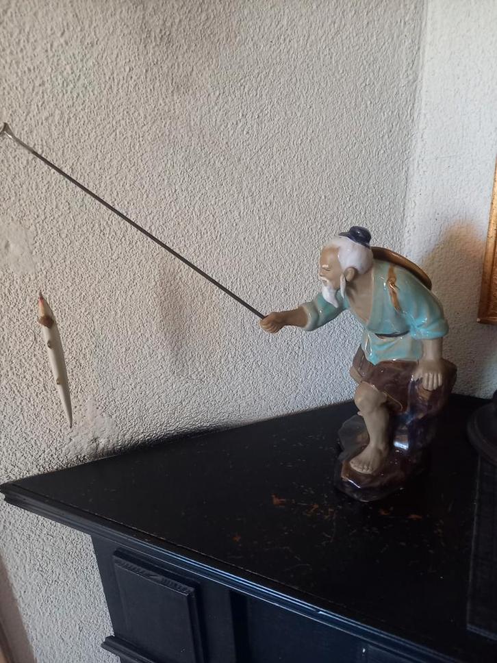 Mudman modderman visser met hengel en vis, Antiek en Kunst, Antiek | Keramiek en Aardewerk, Ophalen of Verzenden
