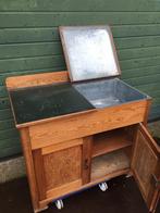 Zinken gootsteen met houten onderkast uit oude fabriek, Ophalen of Verzenden