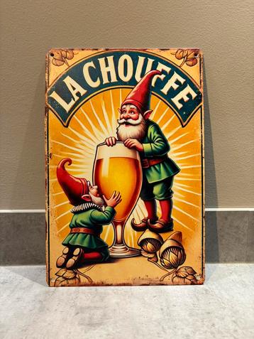 Mancave Bar Café Wanddecoratie metalen bordje La Chouffe beschikbaar voor biedingen
