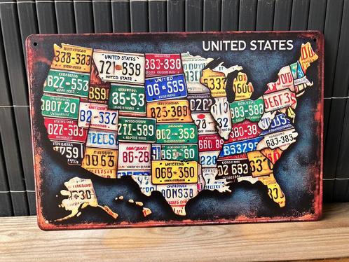 Metalen bord kentekenplaten USA, Huis en Inrichting, Woonaccessoires | Wanddecoraties, Nieuw, Ophalen of Verzenden