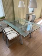 Glazen Eettafel inclusief 4 stoelen (GRATIS), Ophalen, Gebruikt, 50 tot 100 cm, Vijf personen of meer