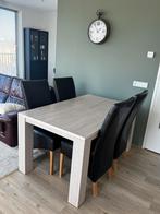 4 leren stoel met eettafel, Ophalen, Zo goed als nieuw