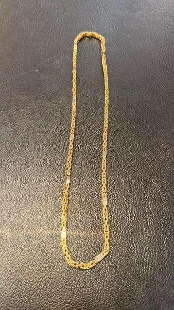 18kr gouden Koningsketting met witgouden stukken  60cm beschikbaar voor biedingen