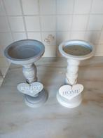 Kandelaars met Tekstbordje, Ophalen, Zo goed als nieuw, Grijs, Hout