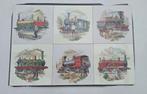 Mooi vintage tegeltableau met locomotieven/treinen, Ophalen of Verzenden