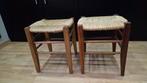 Vintage krukjes met rieten zitting., Ophalen, Gebruikt, Hout