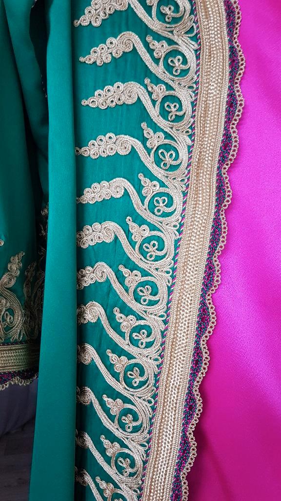 Tekchita / Lebsa - Maat 34/36 - Groen & Fuchsia, Kleding | Dames, Gelegenheidskleding, Zo goed als nieuw, Galajurk, Maat 36 (S)