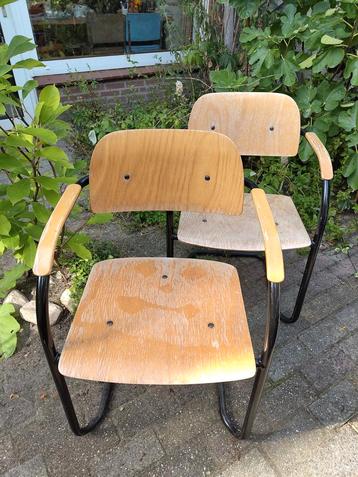 Houten eetkamerstoelen met Buisframe - Set van 6 beschikbaar voor biedingen
