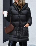 Black Puffer Jacket, Ophalen, Gedragen, Zwart