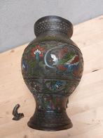 Cloisonné vaas brons Japan 30cm, Ophalen of Verzenden