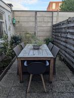 Tuinset teak tafel met 6 stoelen, Tuin en Terras, Ophalen, Gebruikt, 6 zitplaatsen, Teakhout