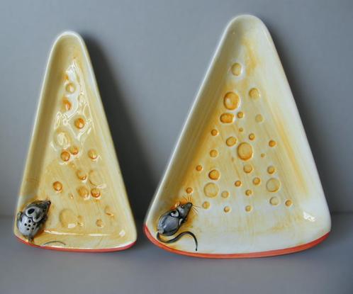 Twee kaasplankjes met muis Bassano, Antiek en Kunst, Curiosa en Brocante, Verzenden