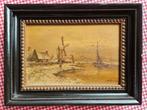 Olieverfschilderij molen en boot – Bosman, Antiek en Kunst, Kunst | Litho's en Zeefdrukken, Ophalen of Verzenden