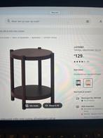 Ikea Listerby Bijzettafel - Donkerbruin Beuken - 50cm, Minder dan 55 cm, Gebruikt, Rond, Hout