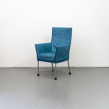 4x Montis Chaplin Stoel Turquoise Blauw Leer - Grijs/Dop beschikbaar voor biedingen