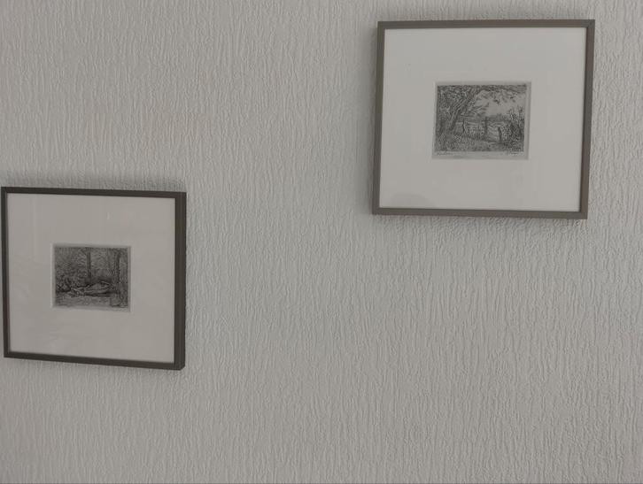 Twee ingelijste pentekeningen Vogelenzang en Hillegom, Antiek en Kunst, Kunst | Tekeningen en Foto's, Ophalen of Verzenden