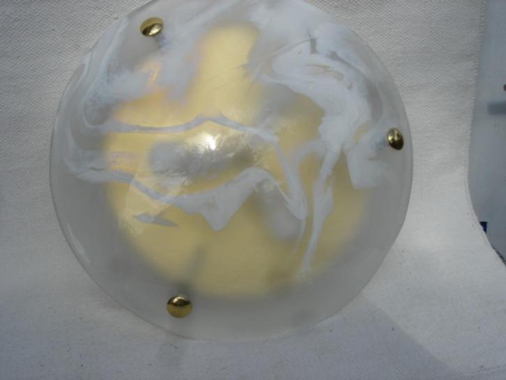 2x Murano glazen plafondlamp & wandlamp Hillebrand,1970, Huis en Inrichting, Lampen | Plafondlampen, Gebruikt, Glas, Metaal, Ophalen of Verzenden