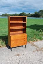 Vintage teak wandkast uit twee delen, Huis en Inrichting, Kasten | Wandmeubels, Ophalen, Gebruikt, Teakhout, Minder dan 150 cm