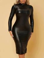 R10 kunstleren midi jurk maat 42/44, is stretch stof....., Kleding | Dames, Zwart, Maat 42/44 (L), Nieuw, Ophalen of Verzenden