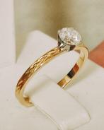 Solitaire ring met diamant 0,36kt D/SI1, cert ALGT, Ophalen of Verzenden, Met edelsteen, Dame, Goud
