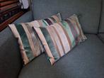 chique moderne sierkussens beige met licht blauw en grijs, Ophalen of Verzenden, Zo goed als nieuw, Blauw, Vierkant