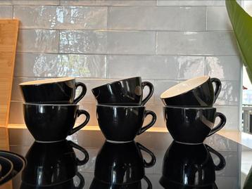 6 cappuccino kopjes zwart Palmer servies beschikbaar voor biedingen