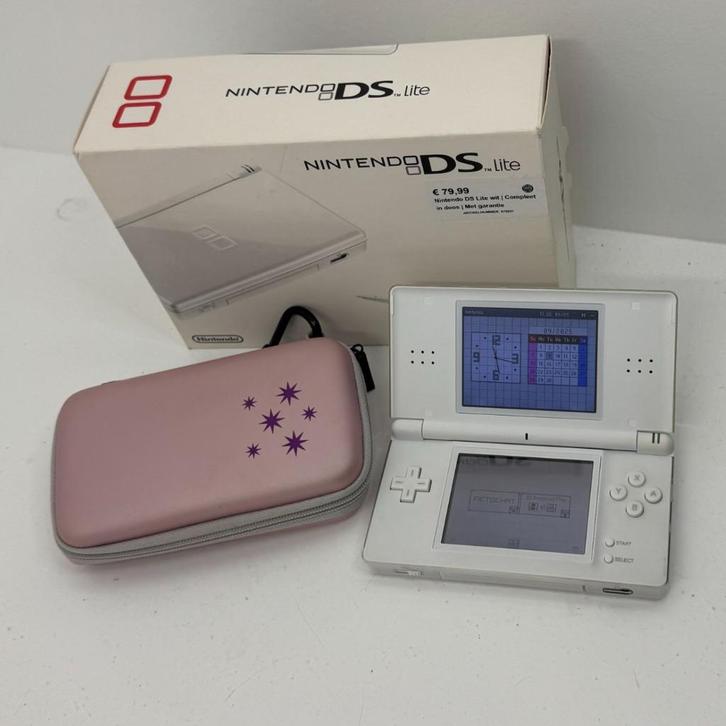 Nintendo DS Lite wit | Compleet in doos | Met garantie, Spelcomputers en Games, Spelcomputers | Nintendo DS, Zo goed als nieuw