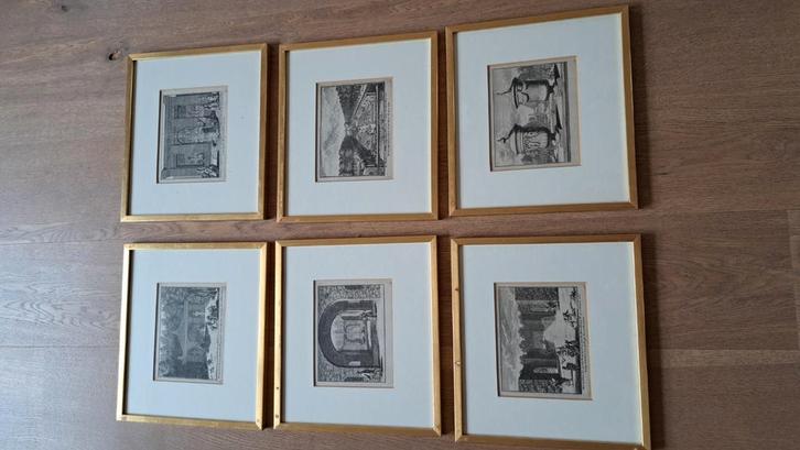 6 tal antieke gravures, Antiek en Kunst, Kunst | Etsen en Gravures, Ophalen of Verzenden