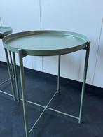 Bijzettafeltjs - 2 stuks groen ( ikea), Minder dan 55 cm, Metaal of Aluminium, Rond, Zo goed als nieuw