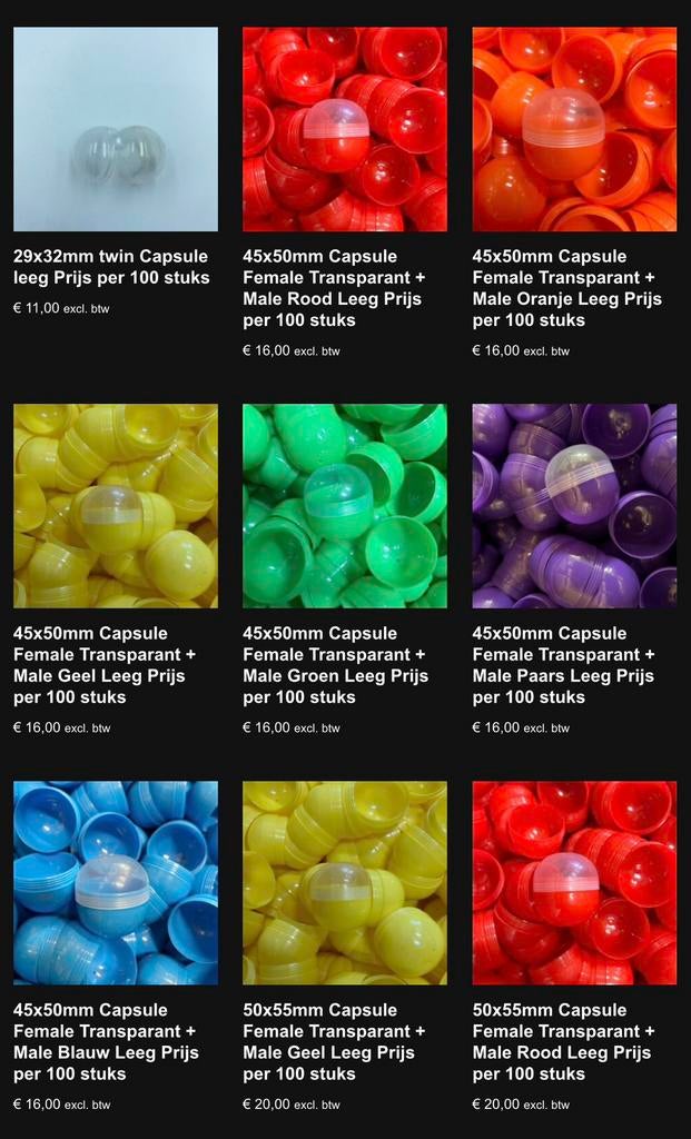 Speelgoedcapsules leeg en gevuld van klein tot groot, Nieuw, Ophalen of Verzenden, Nb, Nb