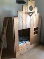 Stapelbed trapgevelhuisje van steigerhout, Ophalen, Gebruikt, Stapelbed