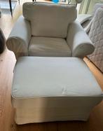IKEA Ektorp witte fauteuil & poef met opbergruimte, Gebruikt, Ophalen of Verzenden, 75 tot 100 cm, Stof