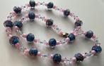 Mooie roze blauwe lampwork handwerk geslepen kralenketting., Ophalen of Verzenden, Zo goed als nieuw, Roze, Overige materialen