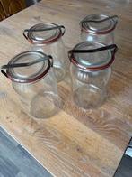 4 wekpotten van 1,5 liter compleet met goede ring, Ophalen of Verzenden, Gebruikt, Glas, Overige typen