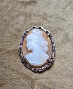 Oude echte camee uit schelp, Sieraden, Tassen en Uiterlijk, Broches, Ophalen of Verzenden, Zo goed als nieuw, Zilver, Zilver