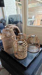 Set van 4 Rotan Solar Lantaarns, Ophalen of Verzenden, Gebruikt