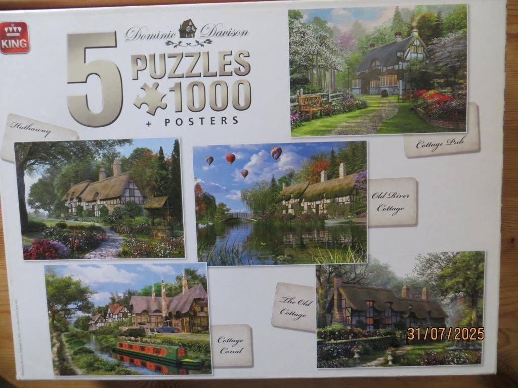 King puzzel 5 x 1000 delen, Ophalen of Verzenden, 500 t/m 1500 stukjes, Gebruikt, Legpuzzel