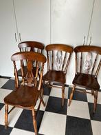 4x antieke Engelse Windsor houten stoelen 19e eeuw