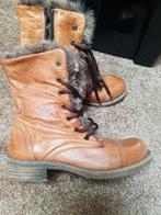 Cognackleurige laarsjes met bontvoering. Maat 38., Ophalen of Verzenden, Gedragen, Zwart