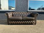 Chesterfield bank olijf groen GRATIS BEZORGD, Ophalen of Verzenden, Gebruikt, 75 tot 100 cm, Leer